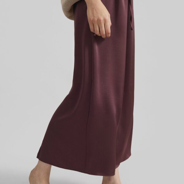 The Frankie Shop Loray Satin Midi Skirt - Burgundy - Oversized Minimalist Skirts in Red - Shop at Coveti