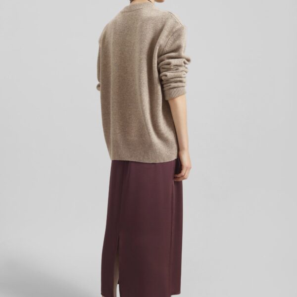 The Frankie Shop Loray Satin Midi Skirt - Burgundy - Oversized Minimalist Skirts in Red - Shop at Coveti