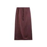 The Frankie Shop Loray Satin Midi Skirt - Burgundy - Oversized Minimalist Skirts in Red - Shop at Coveti