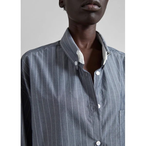 The Frankie Shop Lorna Shirt – Grey/White Pinstripe, view 4