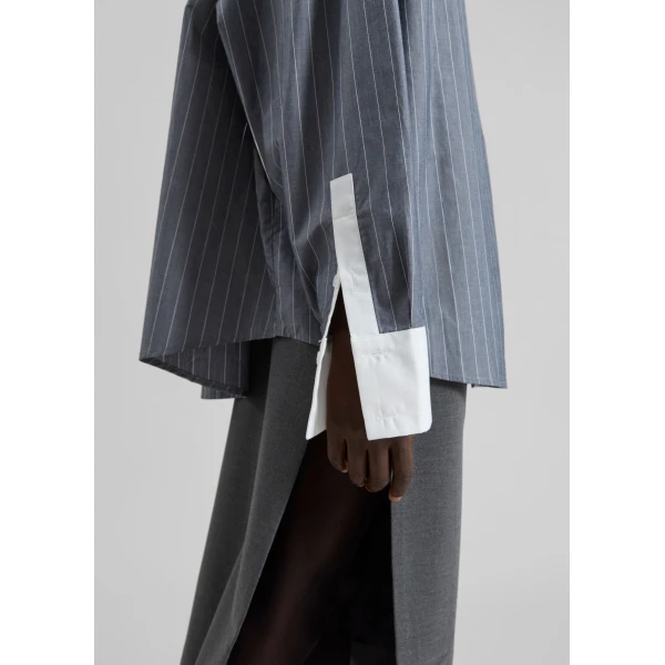 The Frankie Shop Lorna Shirt – Grey/White Pinstripe, view 5