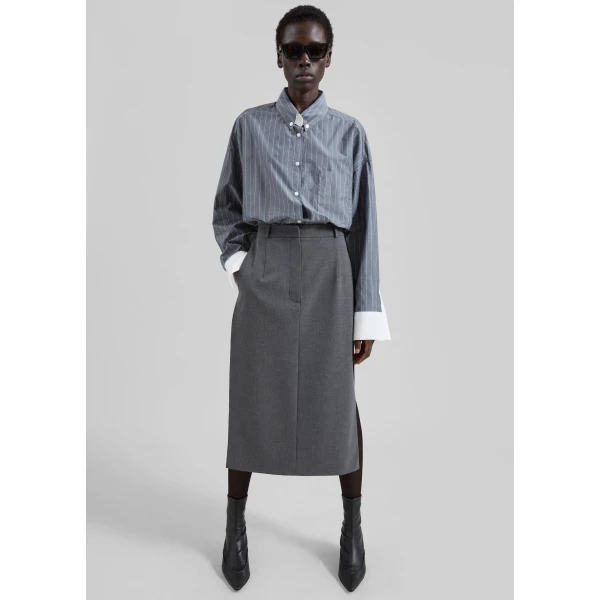 The Frankie Shop Lorna Shirt – Grey/White Pinstripe, view 6