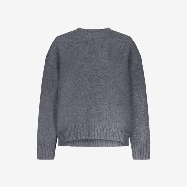 The Frankie Shop Loulou De Saison Pia Oversized Cashmere Sweater - Anthracite Melange - Oversized Minimalist Knitwear in Grey - Shop at Coveti