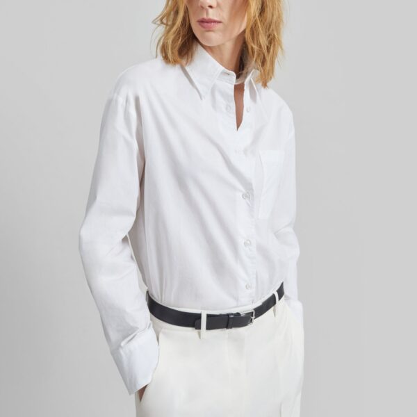 The Frankie Shop Lui Organic Cotton Shirt - White - Oversized Minimalist Tops in White - Shop at Coveti