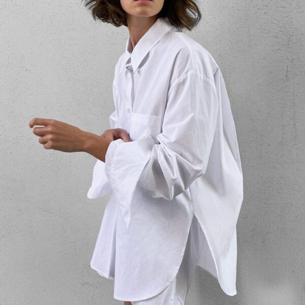 The Frankie Shop Lui Organic Cotton Shirt - White - Oversized Minimalist Tops in White - Shop at Coveti