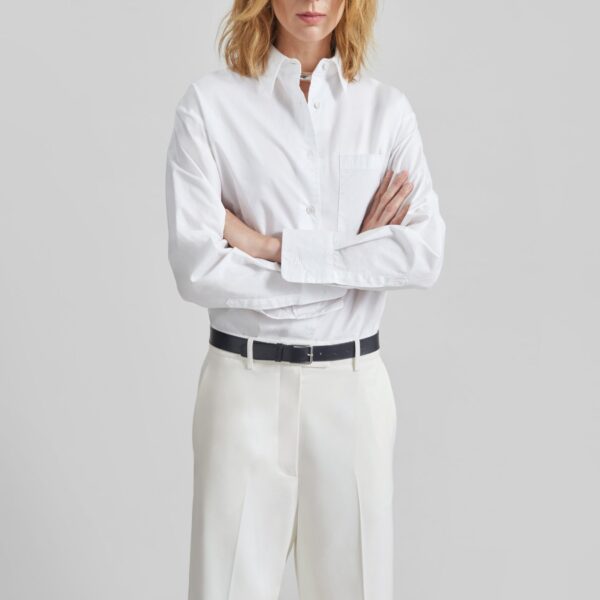 The Frankie Shop Lui Organic Cotton Shirt - White - Oversized Minimalist Tops in White - Shop at Coveti
