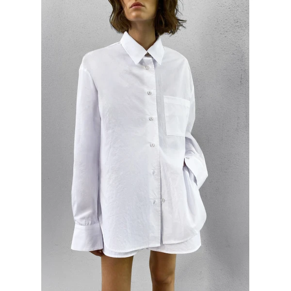 The Frankie Shop Lui Organic Cotton Shirt – White, view 7