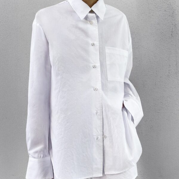 The Frankie Shop Lui Organic Cotton Shirt - White - Oversized Minimalist Tops in White - Shop at Coveti