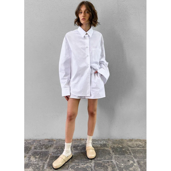 The Frankie Shop Lui Organic Cotton Shirt – White, view 8