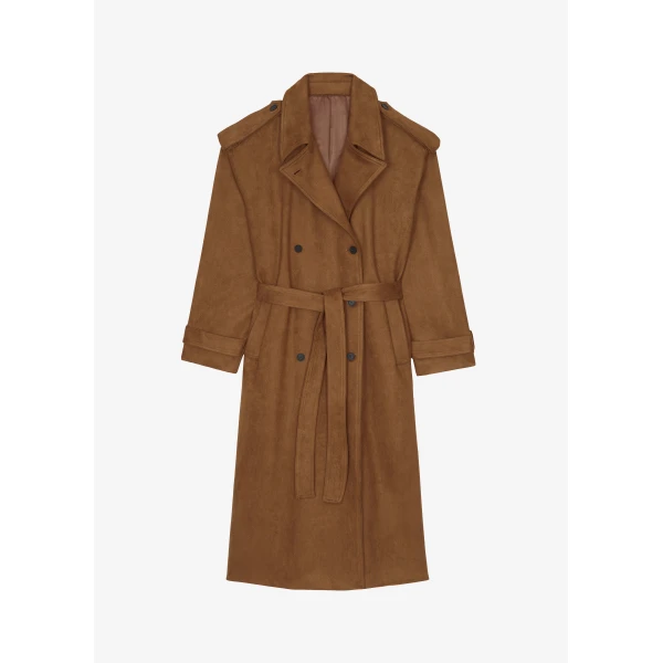 The Frankie Shop Lulea Faux Suede Trench Coat – Camel, view 9