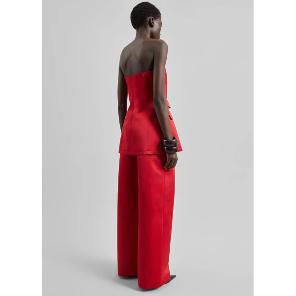 The Frankie Shop Luma Satin Bustier – Red Top, view 7