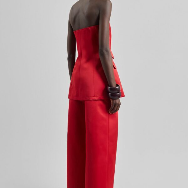 The Frankie Shop Luma Satin Bustier - Red - Oversized Minimalist Tops in Red - Shop at Coveti
