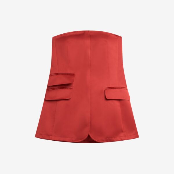 The Frankie Shop Luma Satin Bustier - Red - Oversized Minimalist Tops in Red - Shop at Coveti