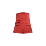 The Frankie Shop Luma Satin Bustier - Red - Oversized Minimalist Tops in Red - Shop at Coveti