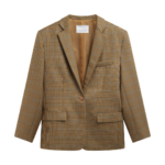 The Frankie Shop Lyra Oversized Houndstooth Blazer - Camel - Oversized Minimalist Jackets in Brown - Shop at Coveti