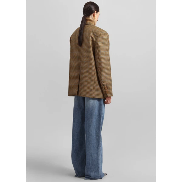 The Frankie Shop Lyra Oversized Houndstooth Blazer – Camel, view 8