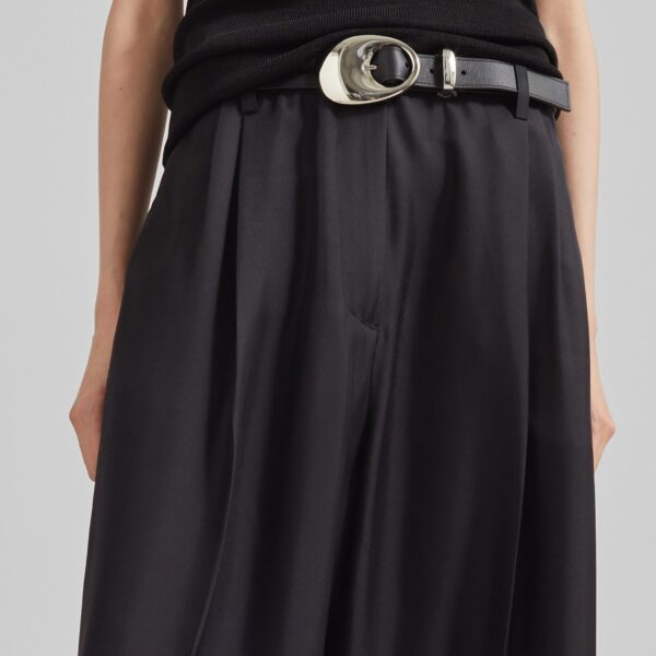 The Frankie Shop Marfa Pleated Silk Trousers - Black - Oversized Minimalist Pants in Black - Shop at Coveti
