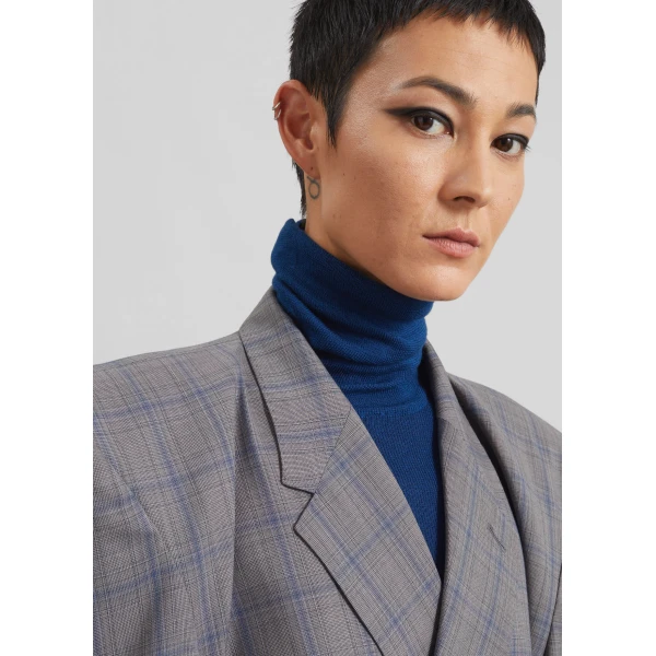 The Frankie Shop Marnay Padded Blazer – Grey Plaid, view 6