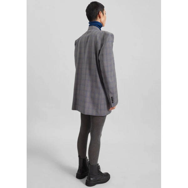 The Frankie Shop Marnay Padded Blazer – Grey Plaid, view 8