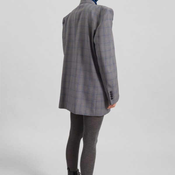 The Frankie Shop Marnay Padded Blazer - Grey Plaid - Oversized Minimalist Jackets in Grey - Shop at Coveti