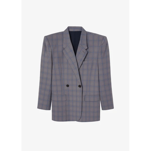 The Frankie Shop Marnay Padded Blazer – Grey Plaid, view 9