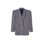 The Frankie Shop Marnay Padded Blazer - Grey Plaid - Oversized Minimalist Jackets in Grey - Shop at Coveti