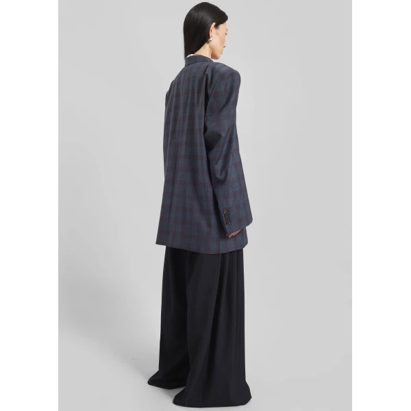 The Frankie Shop Marnay Padded Blazer – Navy Plaid, view 8