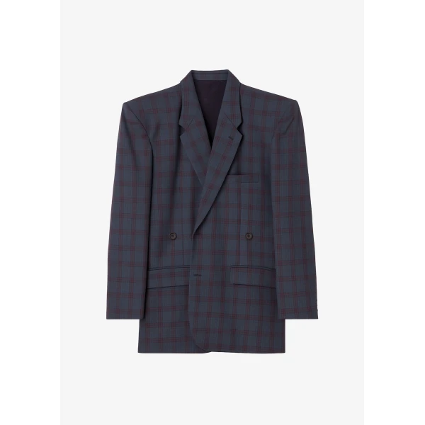 The Frankie Shop Marnay Padded Blazer – Navy Plaid, view 9