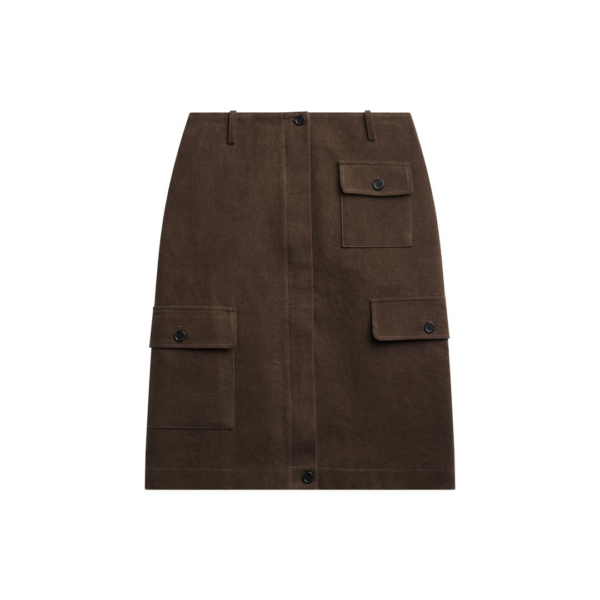 The Frankie Shop Mayenne Cargo Skirt - Brown - Oversized Minimalist Skirts in Brown - Shop at Coveti
