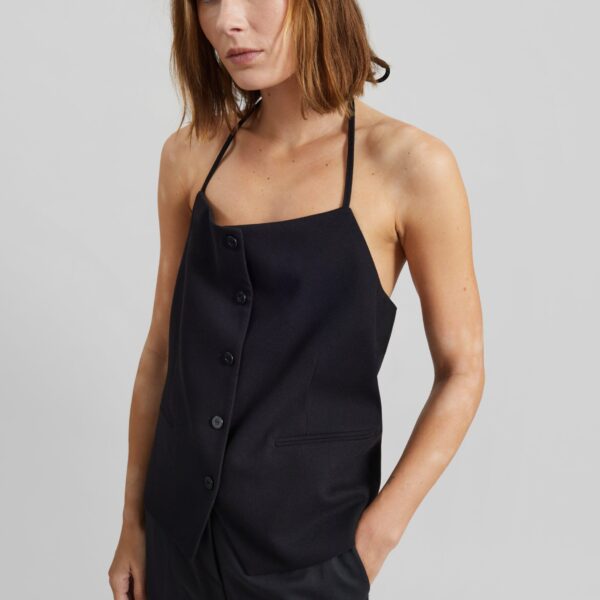 The Frankie Shop Melwin Halter Vest - Black - Oversized Minimalist Jackets in Black - Shop at Coveti