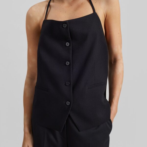 The Frankie Shop Melwin Halter Vest - Black - Oversized Minimalist Jackets in Black - Shop at Coveti
