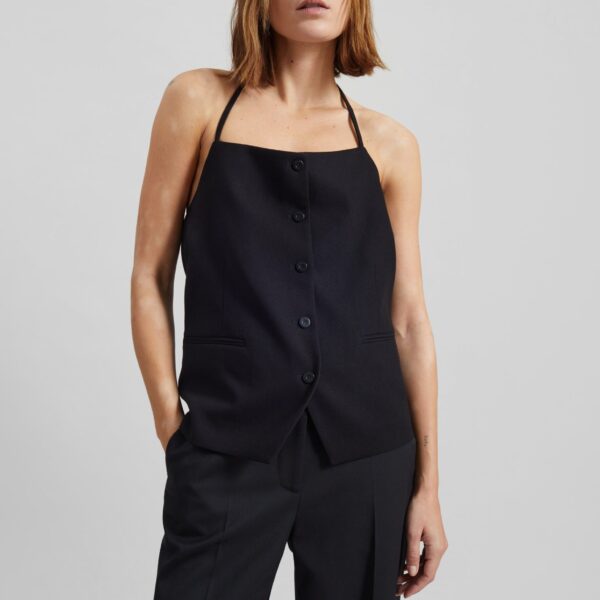 The Frankie Shop Melwin Halter Vest - Black - Oversized Minimalist Jackets in Black - Shop at Coveti