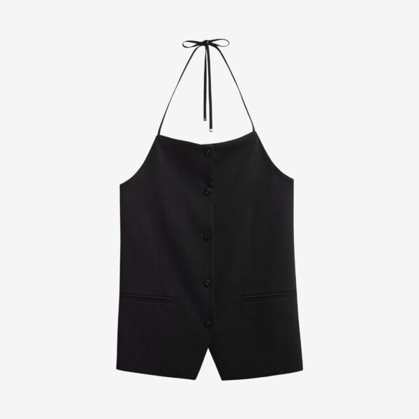 The Frankie Shop Melwin Halter Vest - Black - Oversized Minimalist Jackets in Black - Shop at Coveti