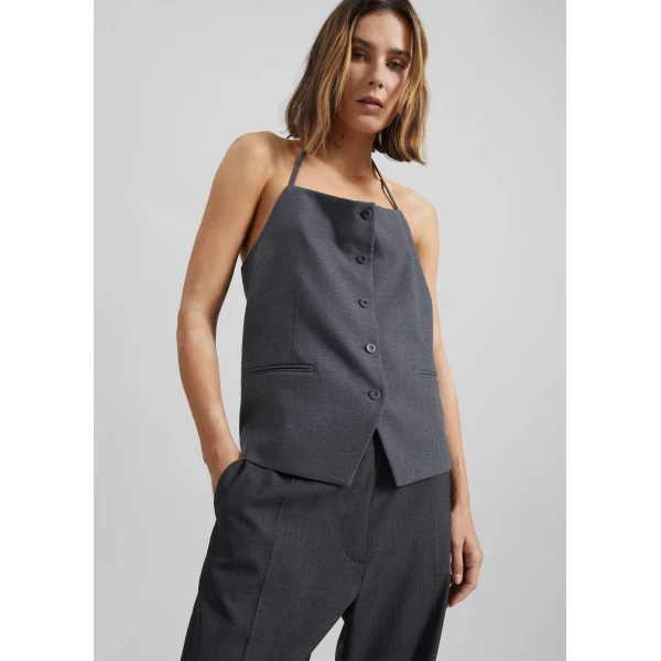 The Frankie Shop Melwin Halter Vest – Grey, view 2