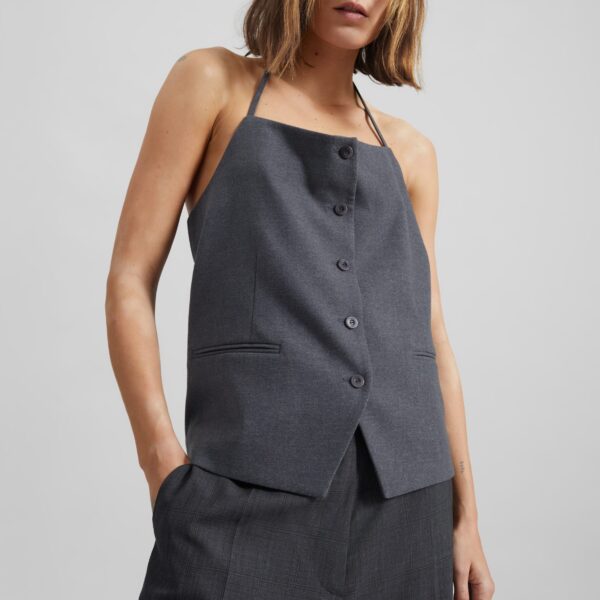 The Frankie Shop Melwin Halter Vest - Grey - Oversized Minimalist Jackets in Grey - Shop at Coveti