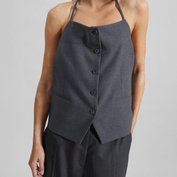 The Frankie Shop Melwin Halter Vest - Grey - Oversized Minimalist Jackets in Grey - Shop at Coveti