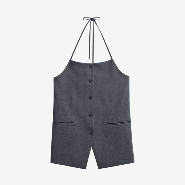 The Frankie Shop Melwin Halter Vest - Grey - Oversized Minimalist Jackets in Grey - Shop at Coveti