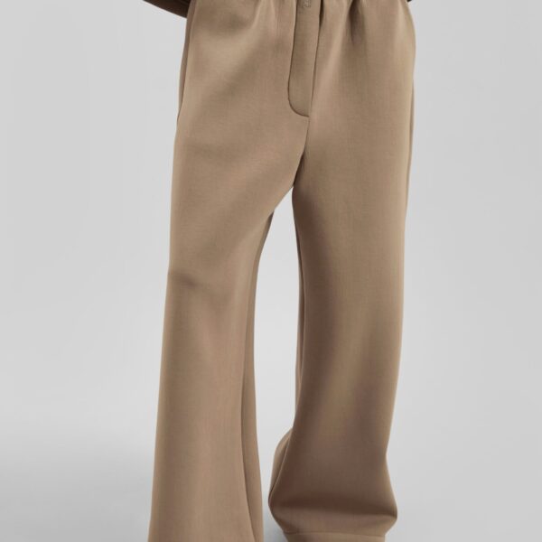 The Frankie Shop Mirca Neoprene Elastic Pants - Camel - Oversized Minimalist Pants in Brown - Shop at Coveti
