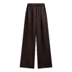 The Frankie Shop Mirca Satin Elastic Pants - Brown - Oversized Minimalist Pants in Brown - Shop at Coveti