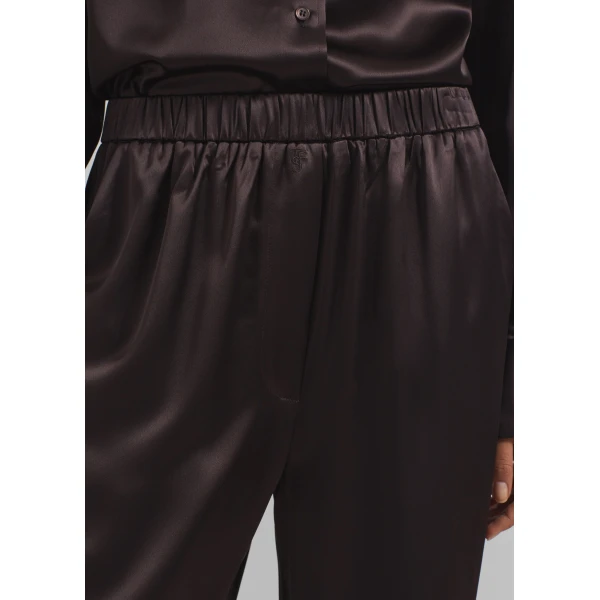 The Frankie Shop Mirca Satin Elastic Pants – Brown, view 4