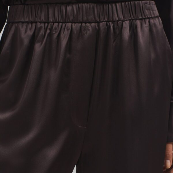 The Frankie Shop Mirca Satin Elastic Pants - Brown - Oversized Minimalist Pants in Brown - Shop at Coveti