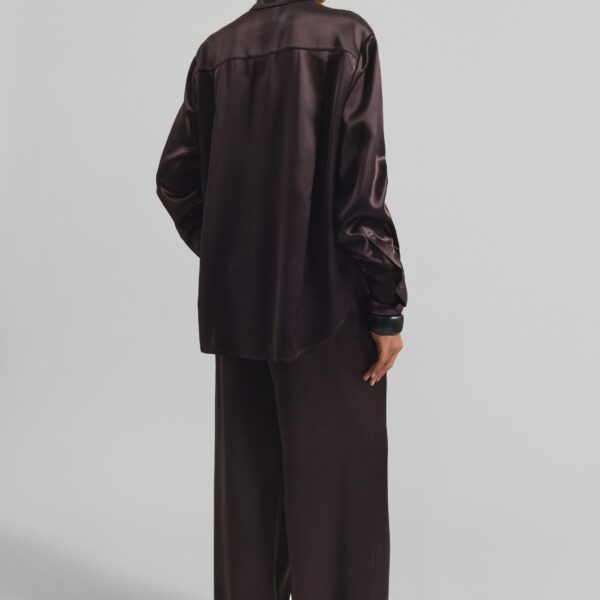 The Frankie Shop Mirca Satin Elastic Pants - Brown - Oversized Minimalist Pants in Brown - Shop at Coveti