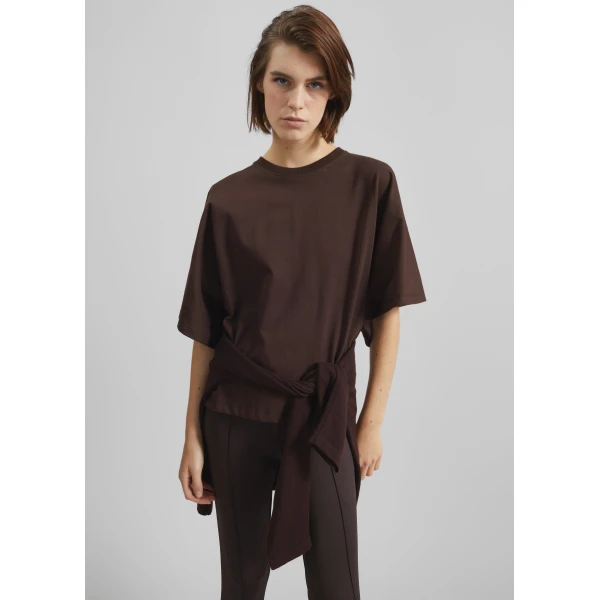The Frankie Shop Modave Dolman Sleeve Tee – Brown Top, view 4