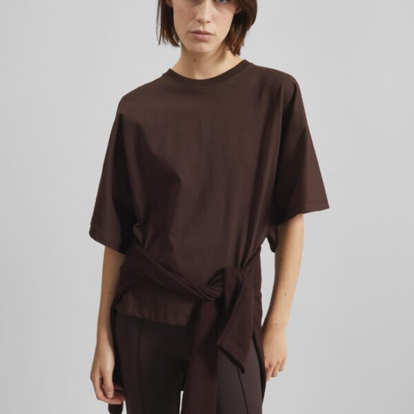The Frankie Shop Modave Dolman Sleeve Tee - Brown - Oversized Minimalist Tops in Brown - Shop at Coveti