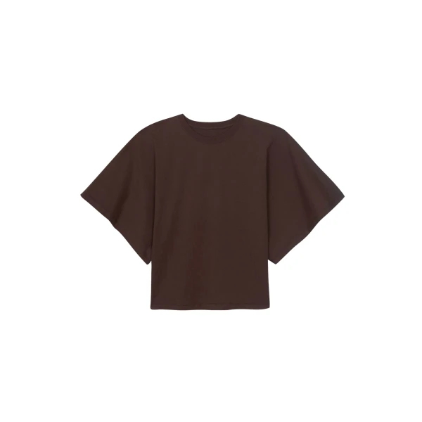 The Frankie Shop Modave Dolman Sleeve Tee - Brown - Oversized Minimalist Tops in Brown - Shop at Coveti
