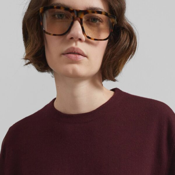 The Frankie Shop Morang Merino Wool Sweater - Burgundy - Oversized Minimalist Knitwear in Red - Shop at Coveti