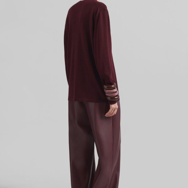 The Frankie Shop Morang Merino Wool Sweater - Burgundy - Oversized Minimalist Knitwear in Red - Shop at Coveti