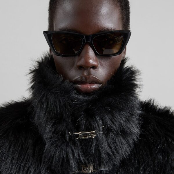 The Frankie Shop Moritz Faux Fur Buckle Jacket - Black - Oversized Minimalist Jackets in Black - Shop at Coveti