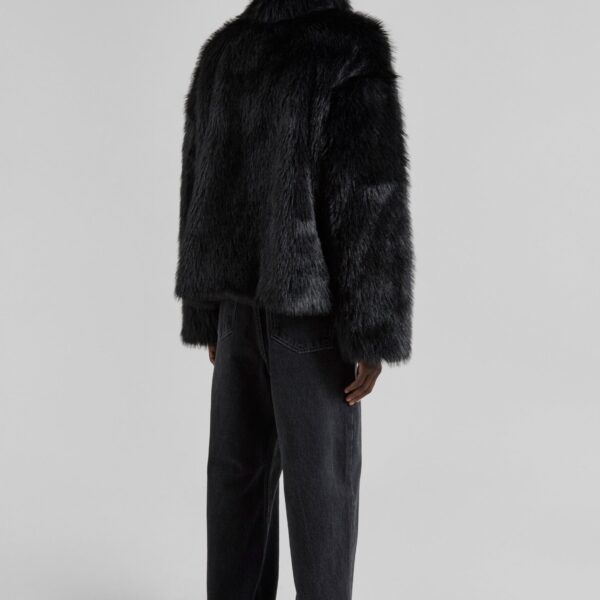 The Frankie Shop Moritz Faux Fur Buckle Jacket - Black - Oversized Minimalist Jackets in Black - Shop at Coveti