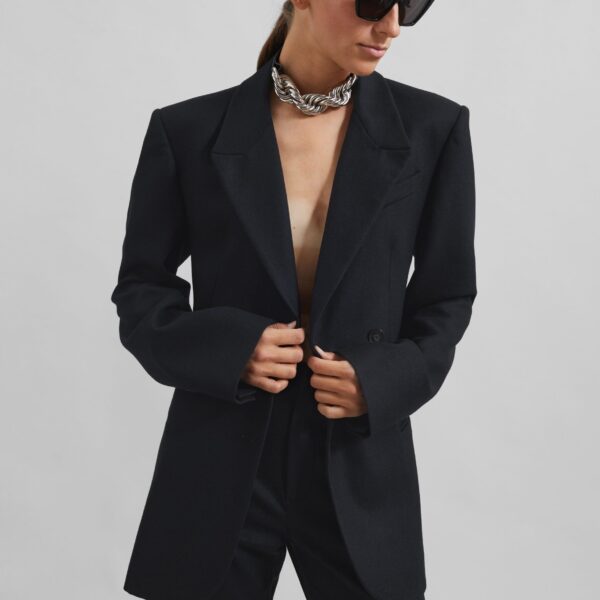 The Frankie Shop Morrison Crossover Blazer - Black - Oversized Minimalist Jackets in Black - Shop at Coveti